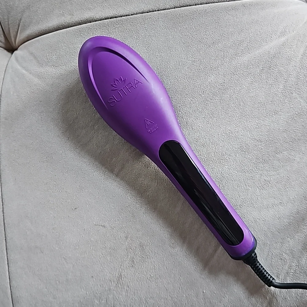 Sutra Heat Brush Hair Straightening Brush Purple Swivel Cord Auto Shutoff